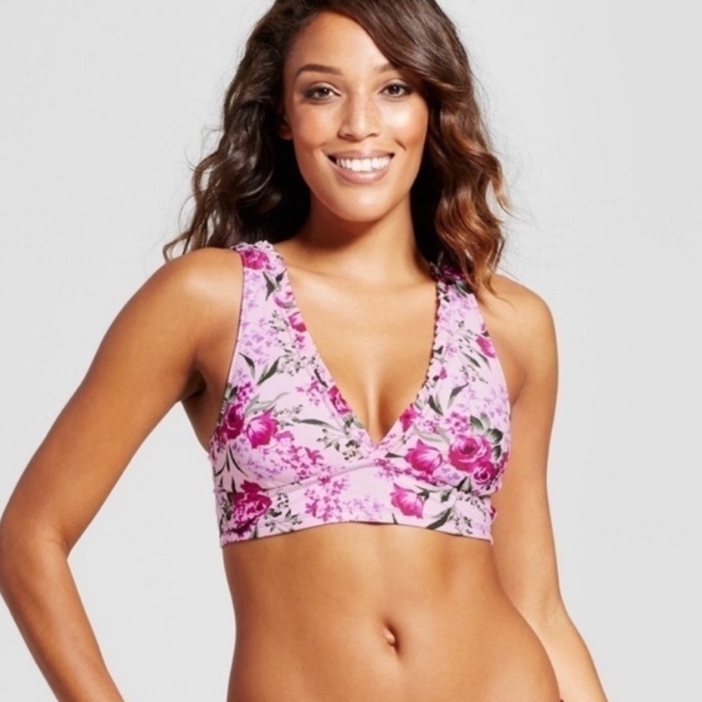 Mossimo Pink Floral Women’s Bathing Suit Swim Top - Size Extra Large